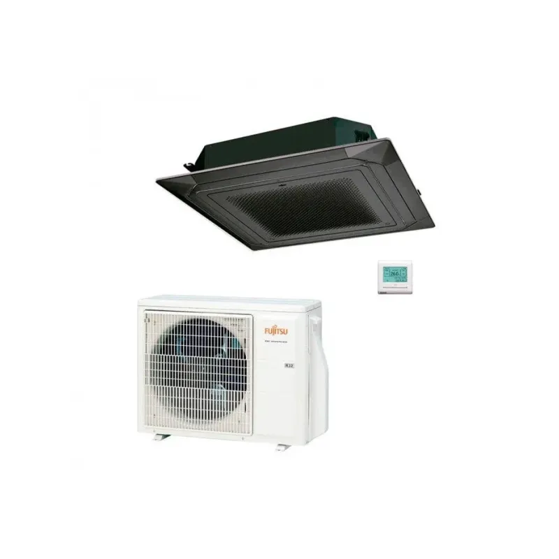 CLIMATIZZATORE CASSETTA FUJITSU AUXG24KRLB_AOEG24KBTB__GRIGLIA BLACK UTG-UKYA-B_FILOCOMANDO TOUCH PANEL UTY-RNRYZ6