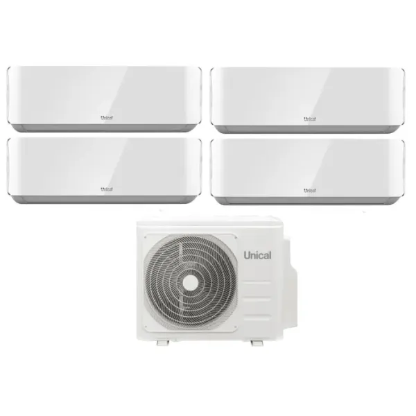 Climatizzatore Quadri Unical 28000 KMX4 28HE con 3 Split 9000 + 1 Split 12000 Kmun airCristal